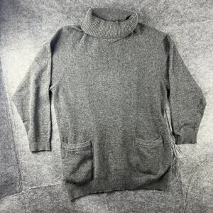 Gray 70% Lambswool 20% Angora Rabbit Blend Sweater Long Sleeve Cowl Turtleneck‎